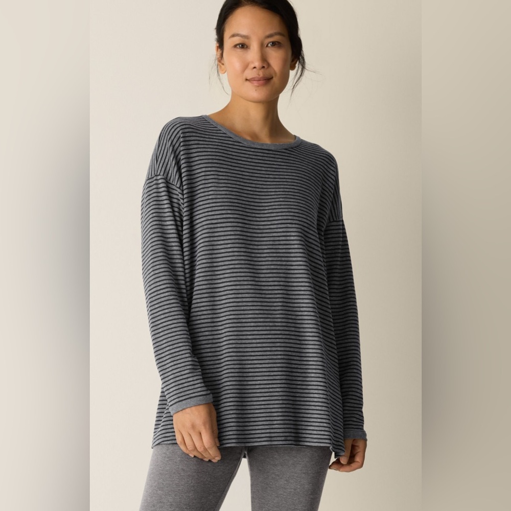 Eileen Fisher Striped Long Sleeve Cozy Knit Tunic Size M
